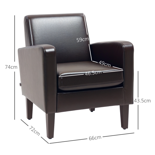 HOMCOM Armchair Accent Chair with Eucalyptus Wood Legs for Bedroom Brown - Image 3