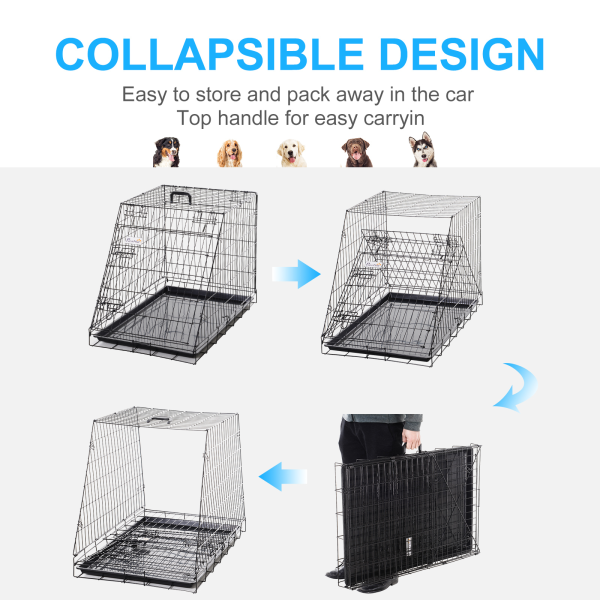 Pawhut Trapeze Collapsible Dog Pet Travel Box Cage Removable Tray 93Lx58Wx65H cm - Image 3