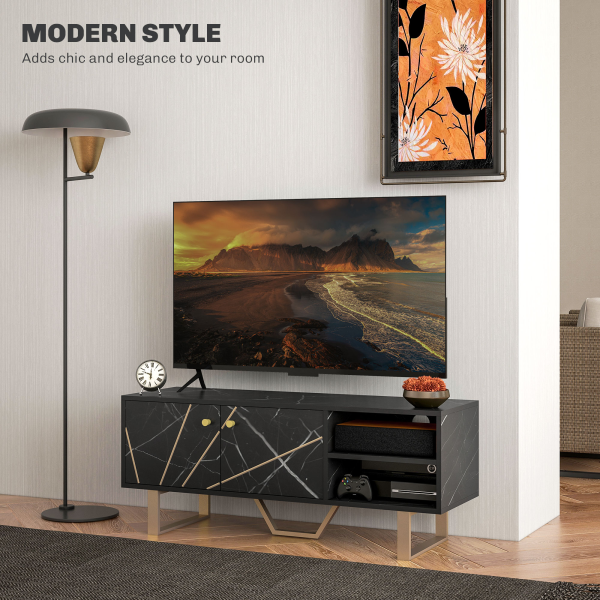 HOMCOM TV Unit for Living Room, TV Stand, Black Marble - Image 3