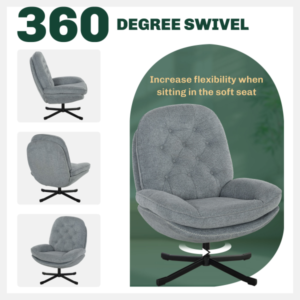 HOMCOM Accent Chair with Water-Repellent Chenille Fabric - Image 3