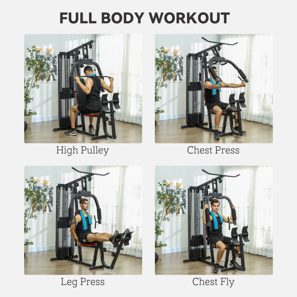 SPORTNOW Home Gym Machine Compact Multi Gym with 45kg Weight Stack - Image 3