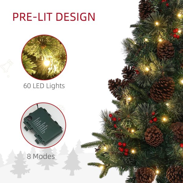 HOMCOM 4ft Artificial Christmas Tree with 60 Warm White LED Lights - Image 4