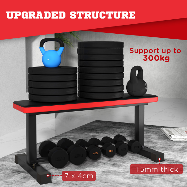 SPORTNOW Flat Weight Bench with Dumbbell Rack, 300KG Weight Capacity - Image 3