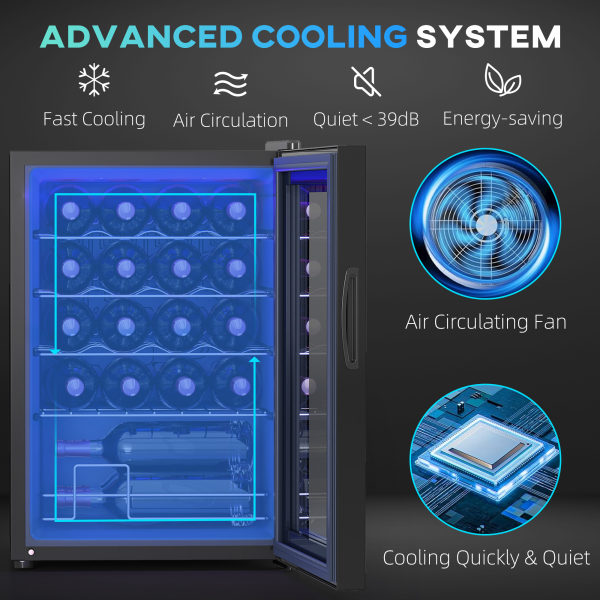 Freestanding Wine Cooler Fridge with Glass Door, 20 Bottle, LED Light - Image 4