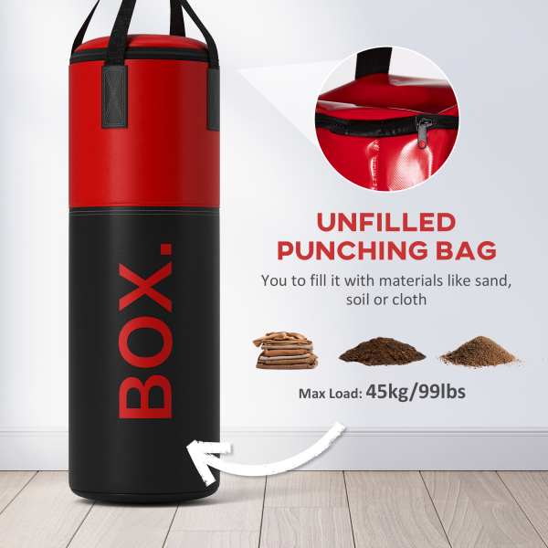 SPORTNOW Unfilled Punch Bag with Boxing Gloves and Wall Mounted Bracket - Image 3