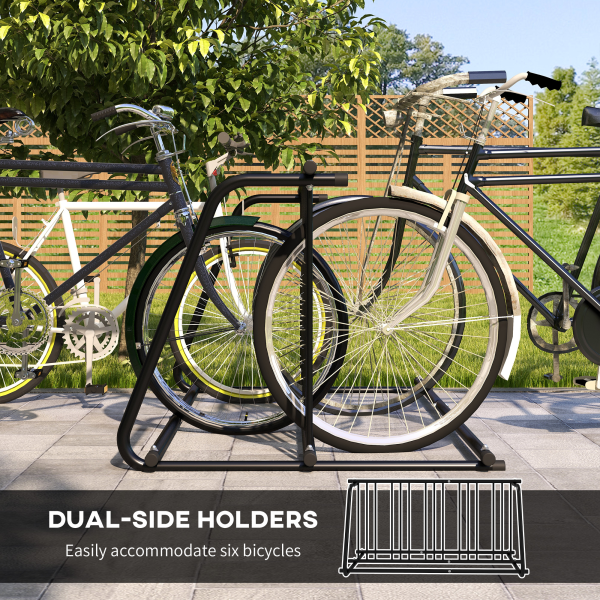 DURHAND Bike Stand 6 Bicycle Storage Rack for Indoor Garages Flat Use - Image 3