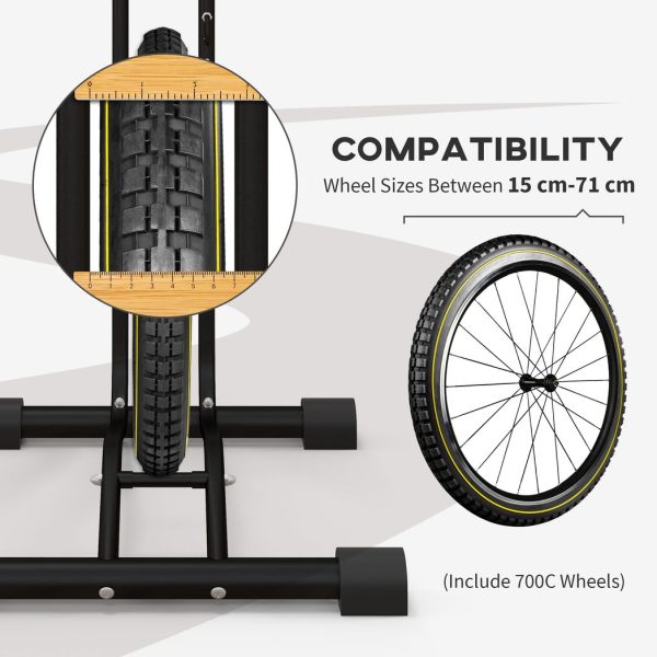 SPORTNOW Vertical & Horizontal Bike Rack Fits 6"-28" and 700c Bikes, Black - Image 4