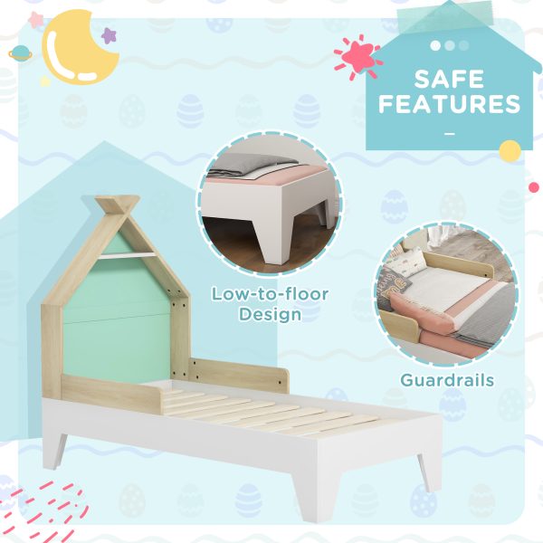 AIYAPLAY Toddler Bed Frame Bedroom Furniture w/ Guardrails, 144 x 74 x 110cm - Image 4
