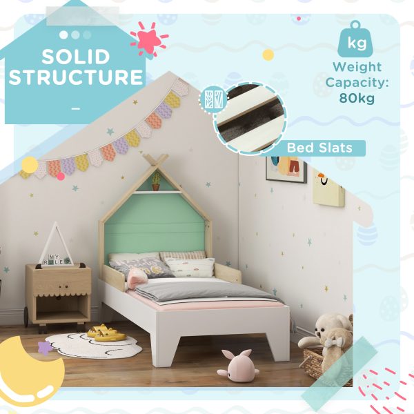 AIYAPLAY Toddler Bed Frame Bedroom Furniture w/ Guardrails, 144 x 74 x 110cm - Image 3