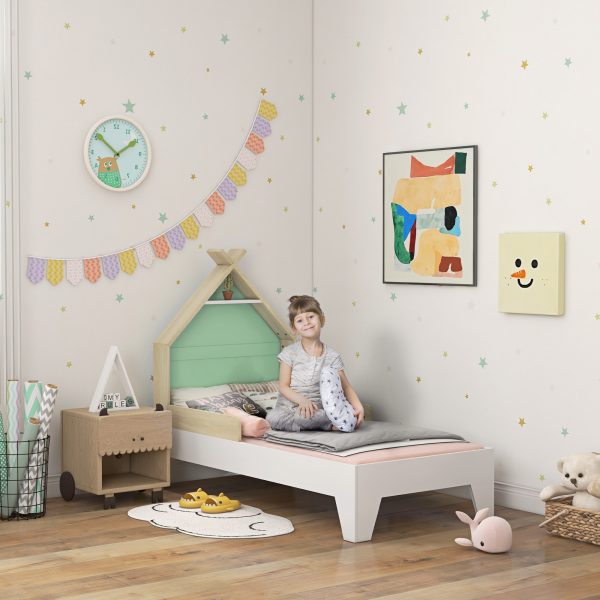 AIYAPLAY Toddler Bed Frame Bedroom Furniture w/ Guardrails, 144 x 74 x 110cm - Image 2