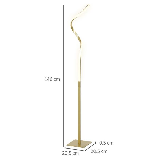 HOMCOM LED Floor Lamp, Standing Lamp with3 Adjustable Brightness Gold Tone - Image 5