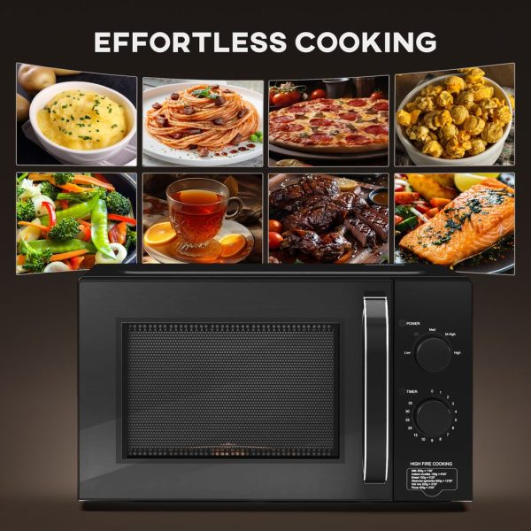 HOMCOM 23L Solo Manual Microwave Oven with 5 Levels, Timer, Black - Image 8