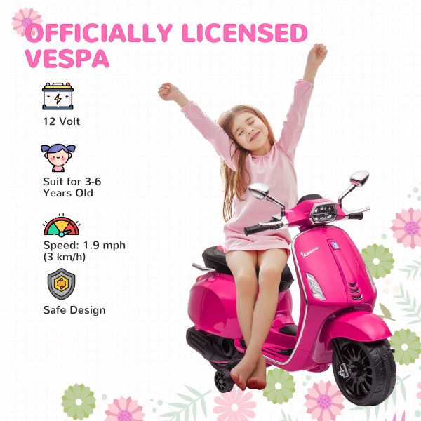 AIYAPLAY Vespa Licensed 12V Kids Electric Motorbike w/ 2 Training Wheels - Image 3
