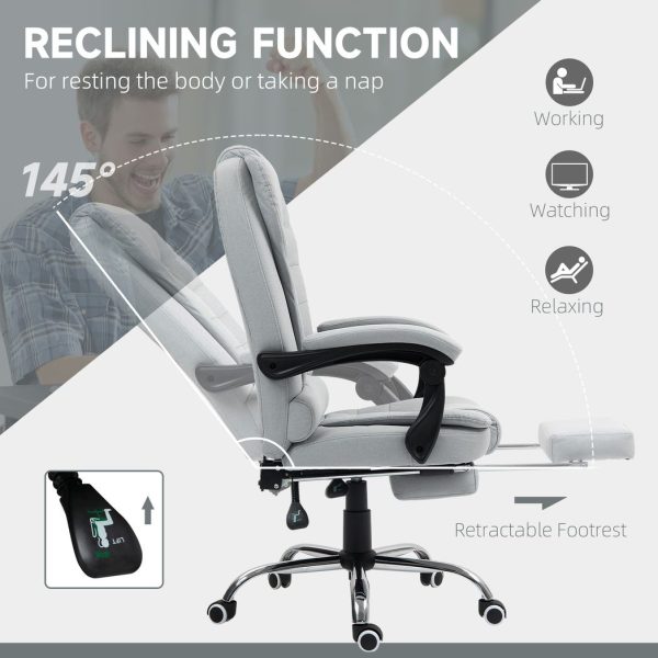 HOMCOM Executive Office Chair Swivel Chair with Footrest Light Grey - Image 4