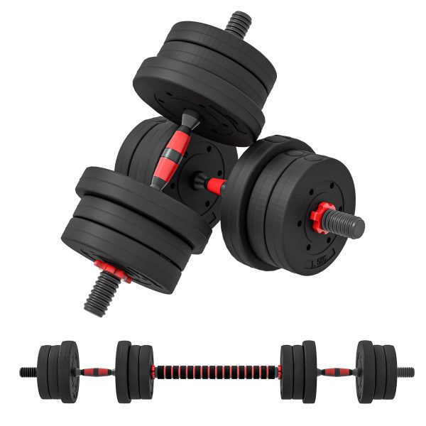 HOMCOM 20kg Adjustable 2 IN 1 Barbell Dumbbells Weight Set for Body Fitness