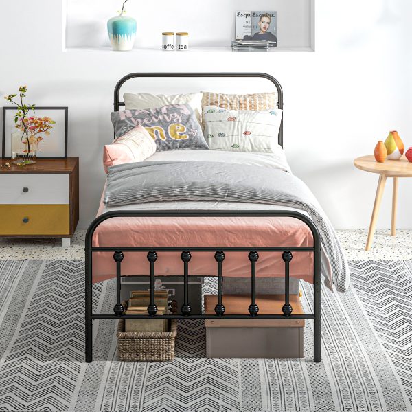 HOMCOM 3ft Metal Single Platform Bed Frame w/ Underbed Storage Headboard - Image 2