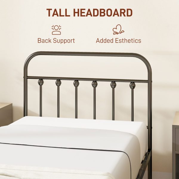 HOMCOM 3ft Metal Single Platform Bed Frame w/ Underbed Storage Headboard - Image 4