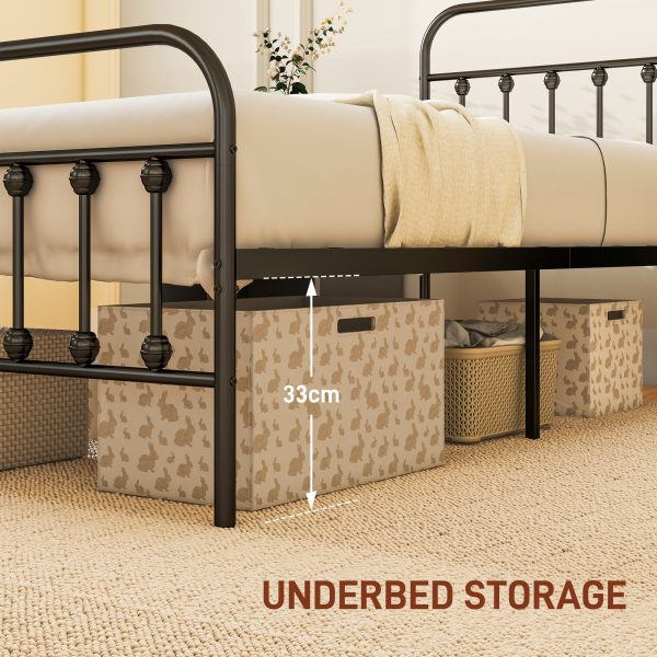 HOMCOM 3ft Metal Single Platform Bed Frame w/ Underbed Storage Headboard - Image 5