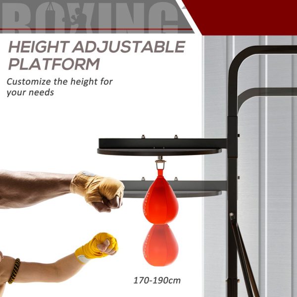 HOMCOM Free-Standing Speed Bag Platform, Adjustable Boxing Punch Bag, Black - Image 4