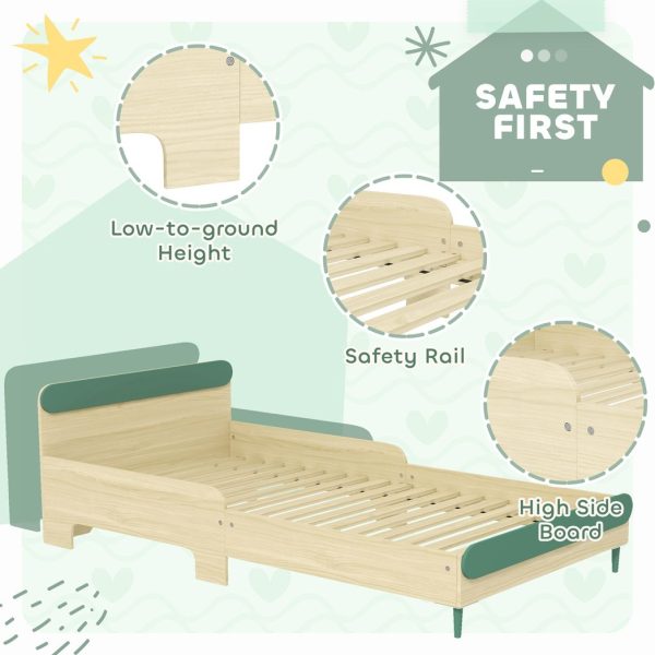 AIYAPLAY Toddler Bed, Kids Bed w/ Safety Rail, 195 x 103 x 60.5cm, Green - Image 4