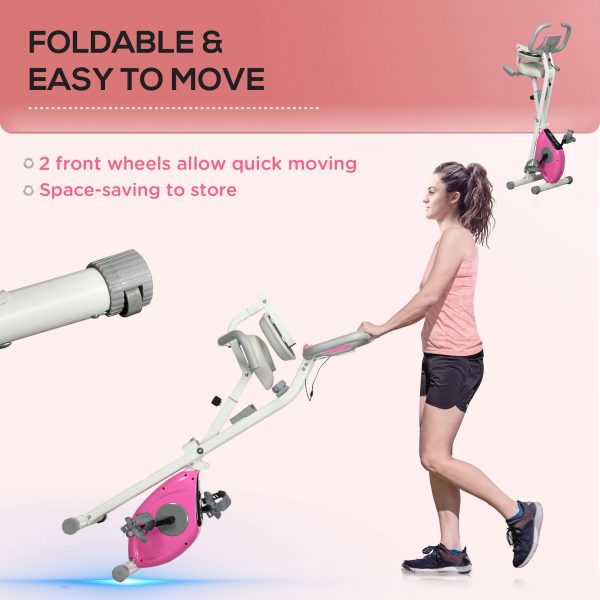 HOMCOM Folding Exercise Bike w/ Adjustable Magnetic Resistance and Seat Height - Image 5
