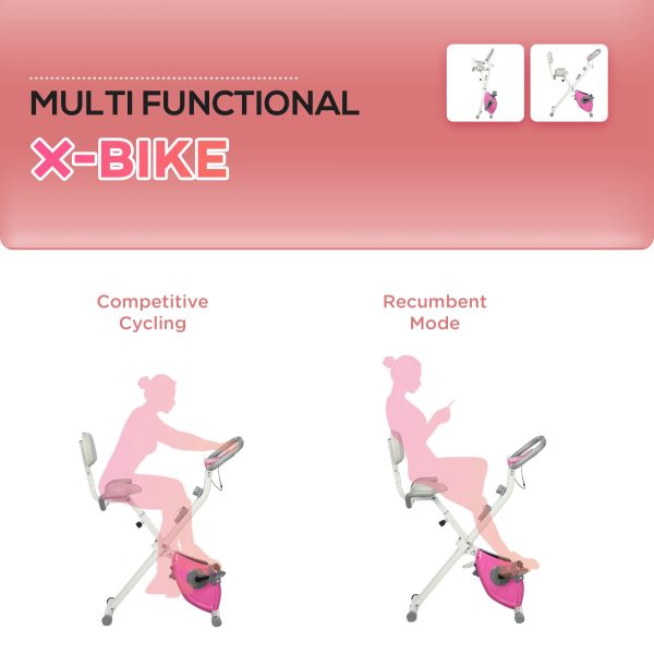 HOMCOM Folding Exercise Bike w/ Adjustable Magnetic Resistance and Seat Height - Image 7