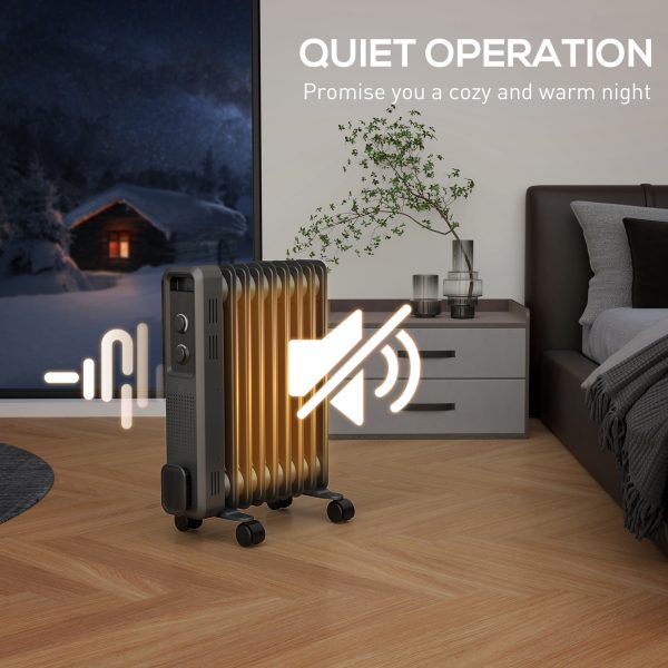 HOMCOM Oil Filled Radiator Portable Space Heater W/ 9 Fin, 3 Heat Settings - Image 4
