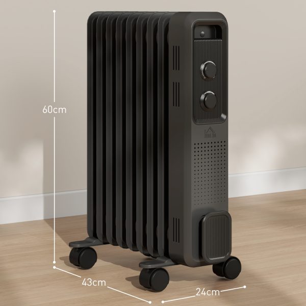 HOMCOM Oil Filled Radiator Portable Space Heater W/ 9 Fin, 3 Heat Settings - Image 3