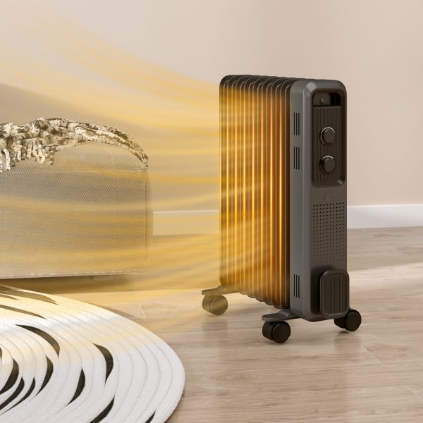 HOMCOM Oil Filled Radiator Portable Space Heater W/ 9 Fin, 3 Heat Settings - Image 2