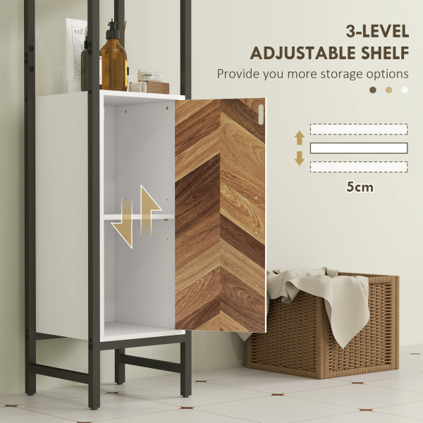 HOMCOM Tall Bathroom Storage Cabinet with 3 Shelves, 30 x 30 x 170 cm, White - Image 5