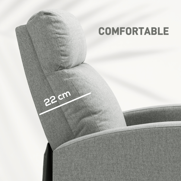 HOMCOM Linen Fabric Reclining Chair with Padded Seat, Light Grey - Image 5