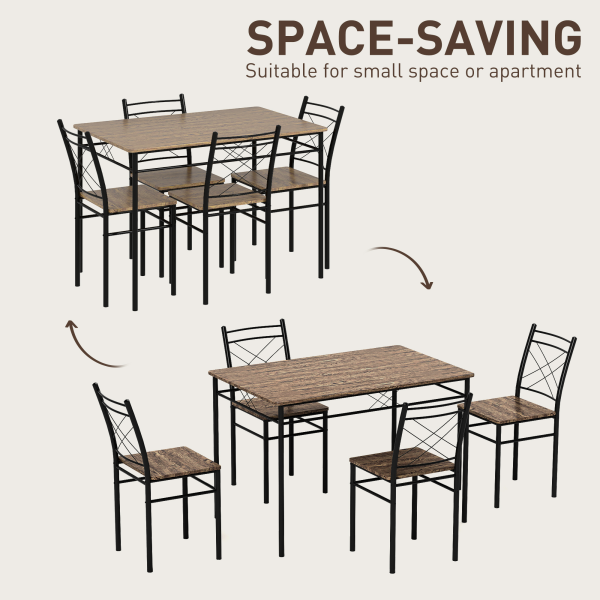 HOMCOM 5 Piece Dining Table and Chairs Set, Space Saving, Oak - Image 5