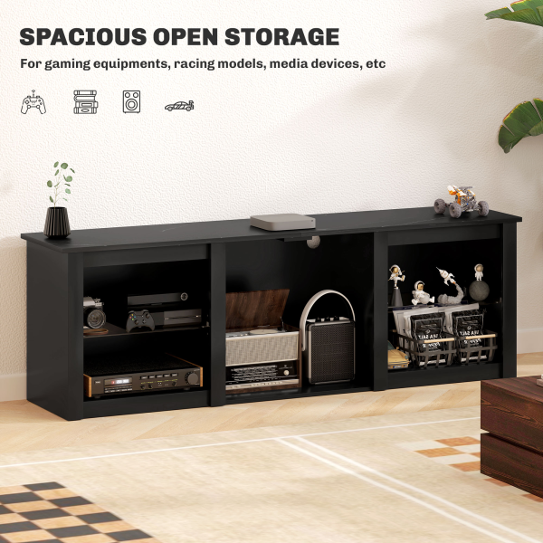 HOMCOM 160cm TV Unit w/ LED Lights for 65" TV Modern TV Stand Cabinet Black - Image 5