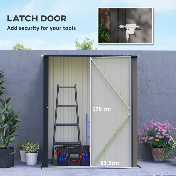 Outsunny Outdoor Storage Shed w/ Lockable Door for Garden, Light Grey - Image 5