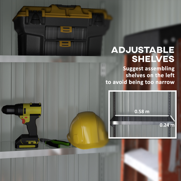 Outsunny Steel Garden Shed, Small Lean-to Shed for Bike, 5x3 ft Brown - Image 5