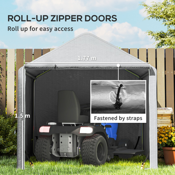 Outsunny 6.5' x 6.5' x 6.5' Temporary Garden Shed Storage Tent, Grey - Image 5