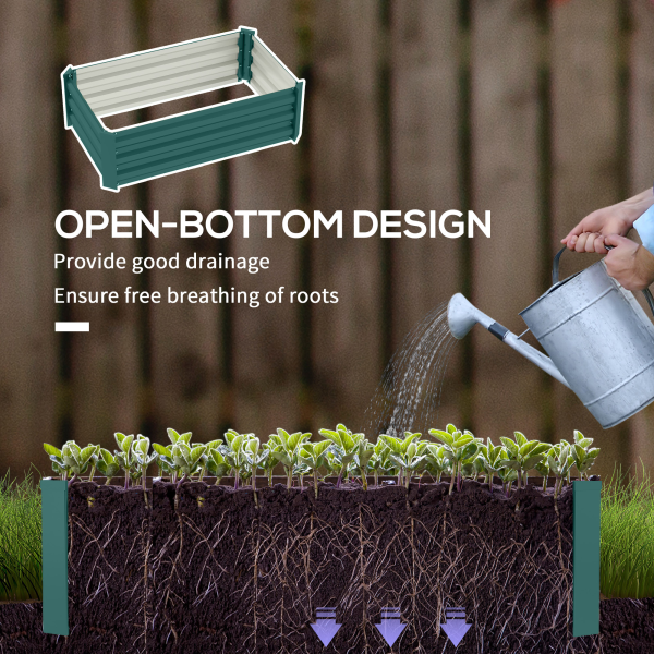 Outsunny Set of 2 Galvanised Raised Garden Bed, Green - Image 5