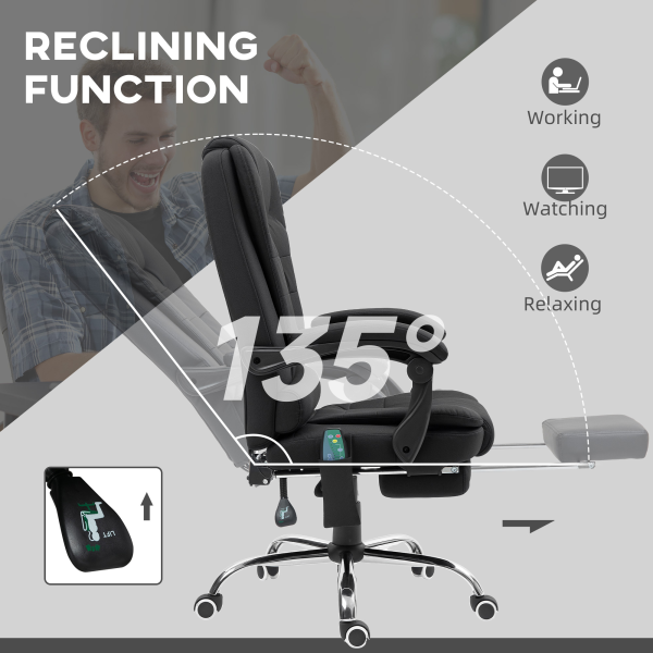 Vinsetto Ergonomic Heated 6 Points Vibration Massage Office Chair Black - Image 5