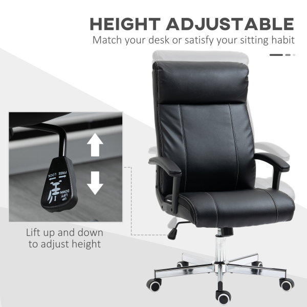 Vinsetto Massage Office Chair PU Leather Computer Chair w/ Tilt Function Black - Image 5