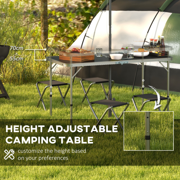Outsunny Camping Table and Chairs Outdoor Indoor Use for BBQ Picnic Garden - Image 5