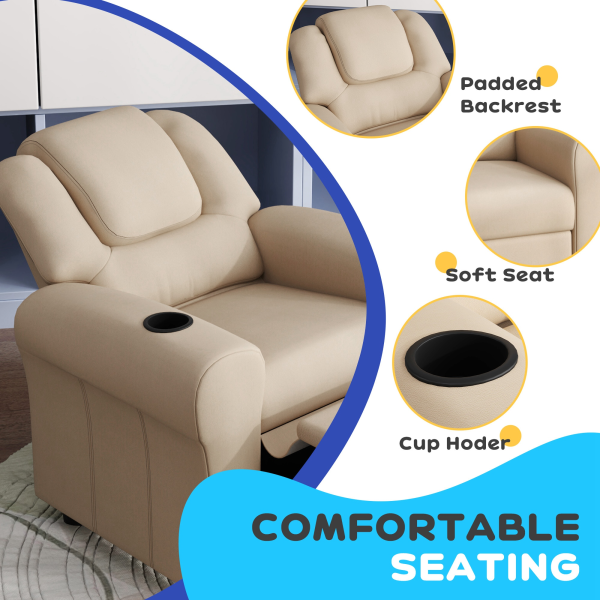 HOMCOM Kids Recliner Chair with Adjustable Backrest and Footrest - Image 4