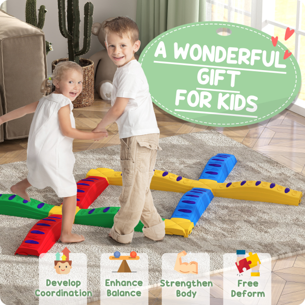 AIYAPLAY 12PCs Kids Balance Beam Stepping Stones with Non-Slip Foot Pads - Image 4