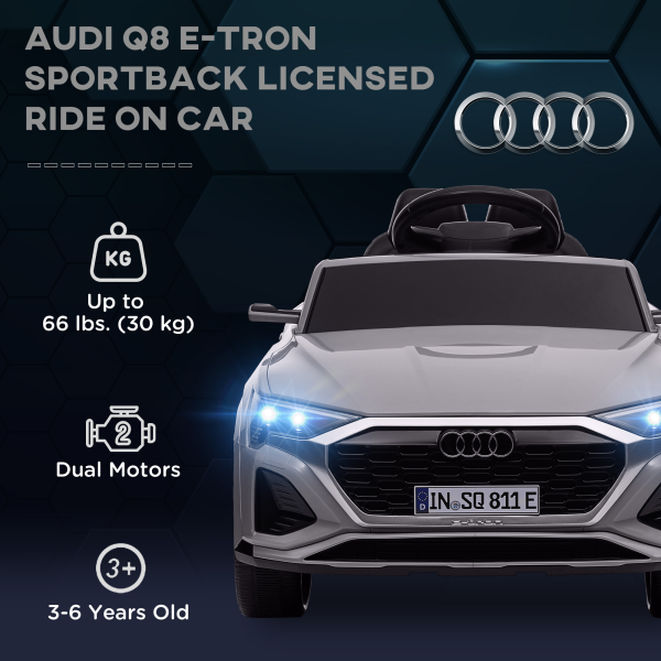 AIYAPLAY Audi Q8 e-tron Sportback Kids Electric Car w/ Remote - Grey - Image 4