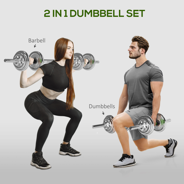 SPORTNOW 20kg 2-in-1 Adjustable Weights Dumbbells Set for Home Gym - Image 4
