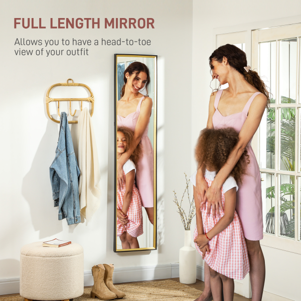 HOMCOM Full Length Mirror Wall Mount Leaning Standing Mirror, Black - Image 4
