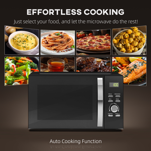 HOMCOM 23L 800W Microwave Oven with Digital Display, Auto Cook, Black - Image 4
