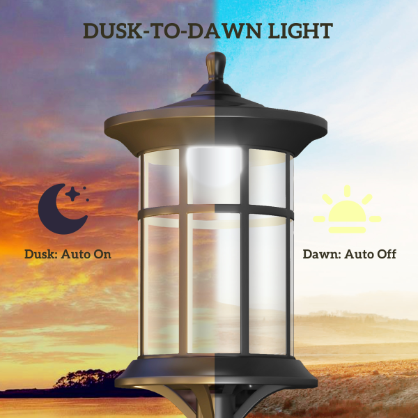 Outsunny LED Outdoor Solar Post Lights, Waterproof IP44, Cool White, 2 Pack - Image 5