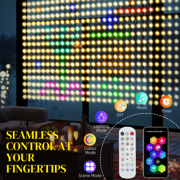 HOMCOM Smart LED Curtain Lights, Dynamic DIY Fairy Lights, 3x3(m) - Image 5