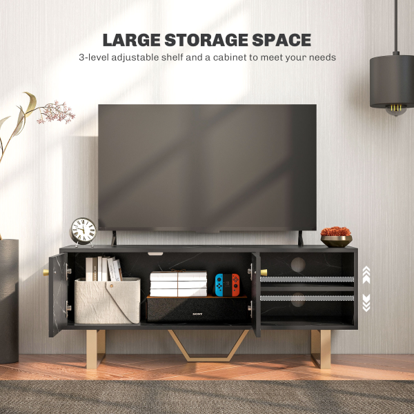 HOMCOM TV Unit for Living Room, TV Stand, Black Marble - Image 4