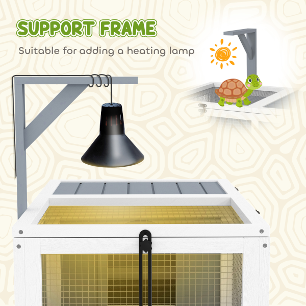 PawHut Tortoise Enclosure w/ Run, Lamp Holder, Pull Out Trays, Hideaway - Image 5